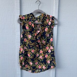 Sweet Rain Navy and Pink Floral Blouse